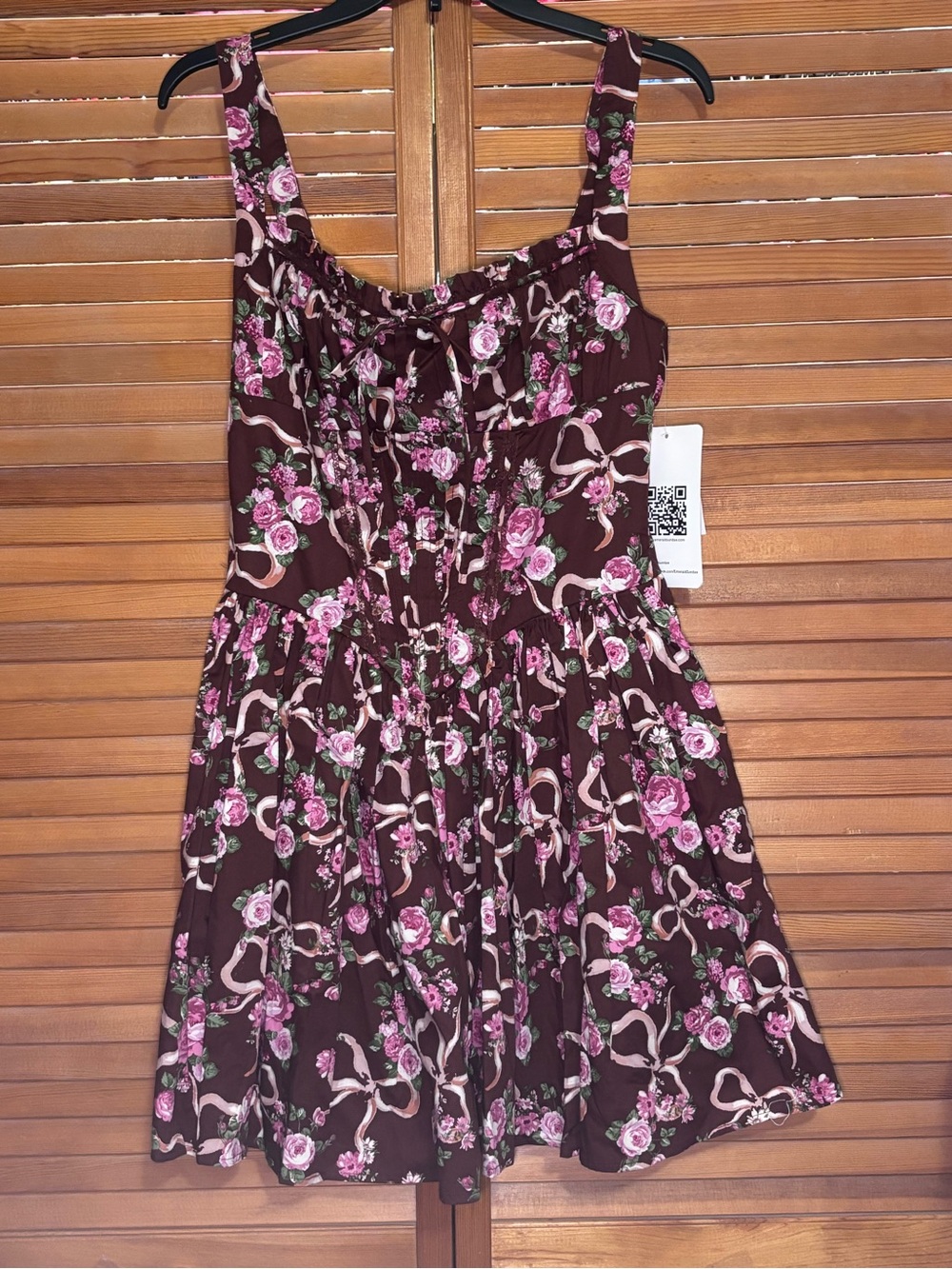 Emerald Sundae Floral Mini Dress in Brown and Pink